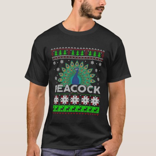 Christmas Peacock Ugly Sweater Xmas  For Women Gir Tシャツ (正面)