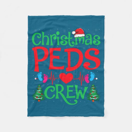 Christmas Peds Crew Santa Hat Xmas Tree Pediatric  フリースブランケット (正面)