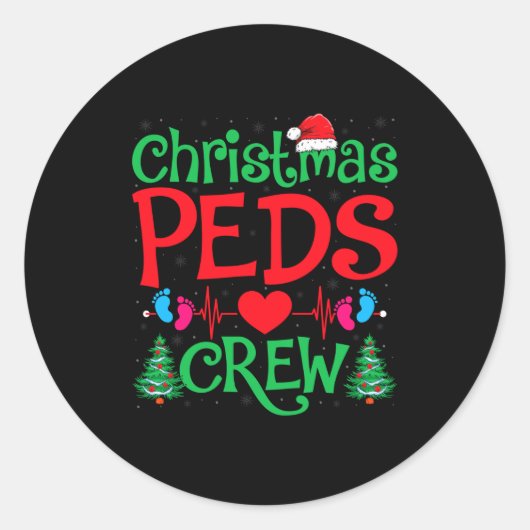 Christmas Peds Crew Santa Hat Xmas Tree Pediatric  ラウンドシール (正面)