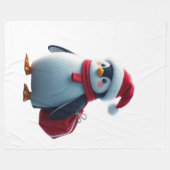 Christmas penguin フリースブランケット (正面(横))