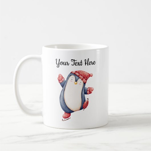 Christmas Penguin Mug with Custom Text コーヒーマグカップ (左)