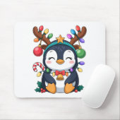 Christmas Penguin Reindeer Lights Holiday Animal K マウスパッド (マウス)
