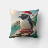 Christmas Penguin Surfing On an Ocean Wave クッション (裏面)