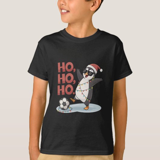 Christmas Penguin with Lights and Santa Hat playin Tシャツ (正面)
