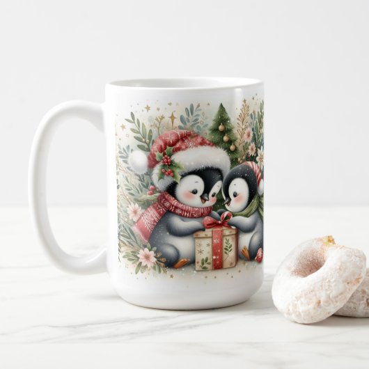 Christmas Penguins 5 コーヒーマグカップ (ドーナツ)