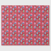 Christmas Penguins Crew Red Holiday Wrapping Paper ラッピングペーパー (フラット)