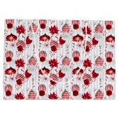 Christmas Peppermint | Candy Cane Ornament Floral ラージペーパーバッグ (裏面)