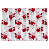 Christmas Peppermint | Candy Cane Poinsettia Holly ラージペーパーバッグ (正面)