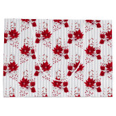 Christmas Peppermint | Candy Cane Poinsettia Holly ラージペーパーバッグ (裏面)