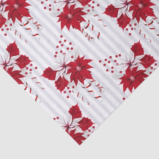 Christmas Peppermint | Candy Cane Poinsettia Holly 薄葉紙 (詳細)