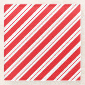 Christmas Peppermint Candy Stripes ガラスコースター (正面)
