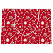 Christmas Peppermint | Candy Swirl Holiday Pattern ラージペーパーバッグ (正面)