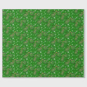 Christmas Peppermint Cycling Bike Snowflakes Green ラッピングペーパー (フラット)