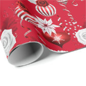 Christmas Peppermint | Ornament Floral Ribbon ラッピングペーパー (ロールコーナー)