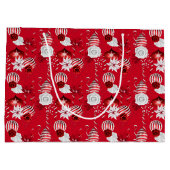 Christmas Peppermint | Ornament Floral Ribbon ラージペーパーバッグ (裏面)