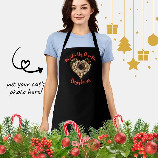 Christmas Personalized Cat Heart Photo Frame エプロン
