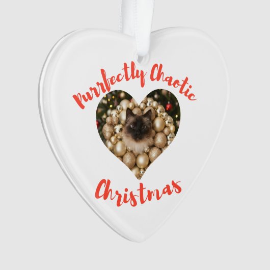 Christmas Personalized Cat Heart Photo Frame オーナメント (正面)