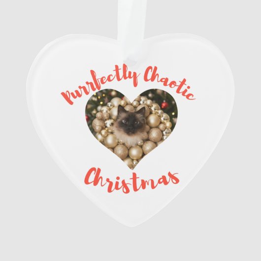 Christmas Personalized Cat Heart Photo Frame オーナメント (裏面)
