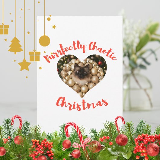 Christmas Personalized Cat Heart Photo Frame シーズンカード