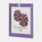 Christmas Personalized Cheer Poms Glass Ornament ガラスオーナメント (正面左)