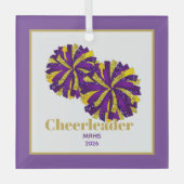 Christmas Personalized Cheer Poms Glass Ornament ガラスオーナメント (正面)