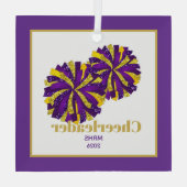 Christmas Personalized Cheer Poms Glass Ornament ガラスオーナメント (裏面)