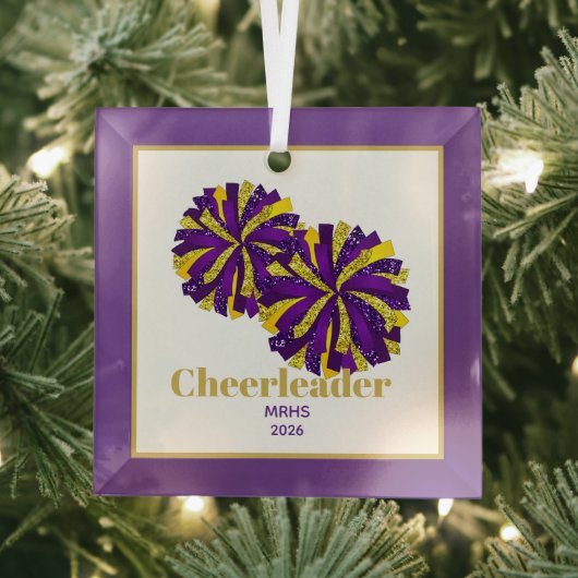 Christmas Personalized Cheer Poms Glass Ornament ガラスオーナメント (インサイチュ)