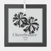 Christmas Personalized Cheer Poms Glass Ornament ガラスオーナメント (正面)