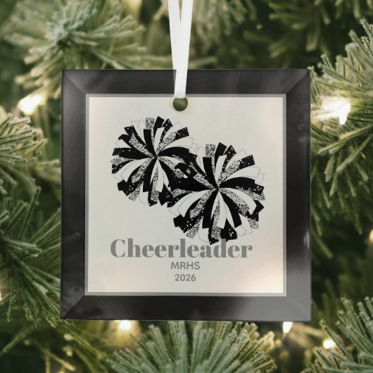 Christmas Personalized Cheer Poms Glass Ornament ガラスオーナメント (インサイチュ)