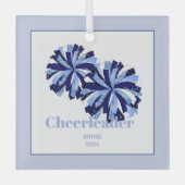 Christmas Personalized Cheer Poms Glass Ornament ガラスオーナメント (正面)