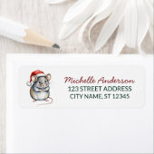 Christmas Pet Rat with Santa Hat Return Address ラベル (インサイチュ)