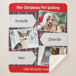 Christmas Pets 3 Photo Gallery Tartan Personalized シェルパブランケット