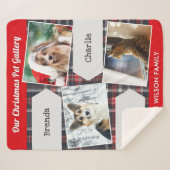 Christmas Pets 3 Photo Gallery Tartan Personalized シェルパブランケット (正面(横))