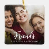 Christmas Photo エレガント Friends書道スクリプト セラミックオーナメント (正面)