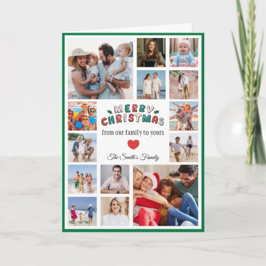 Christmas Photo Card With Green Border カード (正面)