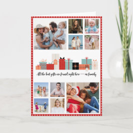Christmas Photo Card With Stars Design Red Border カード