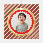 Christmas Photo Certificate Santa Nice List セラミックオーナメント (裏面)