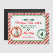 Christmas Photo Certificate Santa Nice List Magnet (正面/裏面)