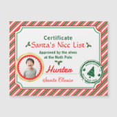 Christmas Photo Certificate Santa Nice List Magnet (正面)