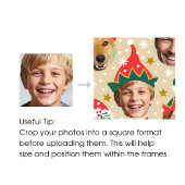 Christmas Photo Collage Festive Funny Face Blue ミディアムペーパーバッグ