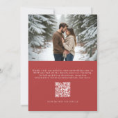 Christmas Photo QR Code Watercolor Red Bow Wedding 招待状 (裏面)
