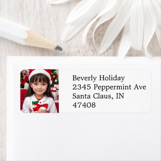 Christmas Photo Return Address Label ラベル (インサイチュ)