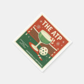 Christmas Pickleball Cocktail Napkin "The ATP"  スタンダードカクテルナプキン (角)