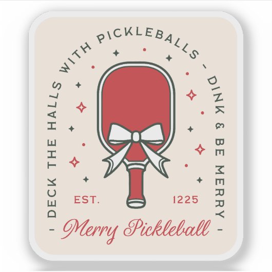 Christmas pickleball funny quotes party aesthetic シール (正面)