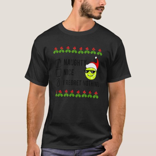 Christmas Pickleball  NAUGHTY NICE Tシャツ (正面)