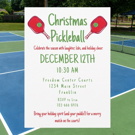 Christmas Pickleball Party Festive Holiday Match 招待状