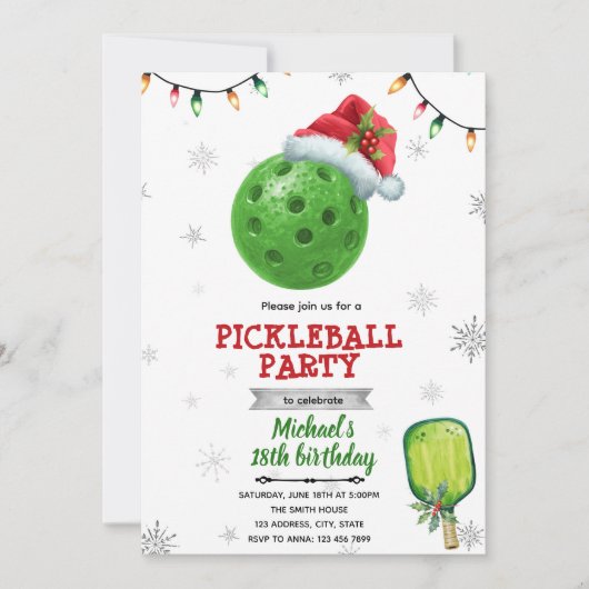 Christmas pickleball party invite 招待状 (正面)