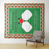 Christmas Pickleball Party Personalize Photo Booth タペストリー (インサイチュ(横))