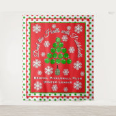 Christmas Pickleball Party Personalize Photo Wall タペストリー (正面)
