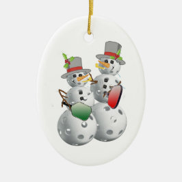 Christmas Pickleball Snowmen セラミックオーナメント